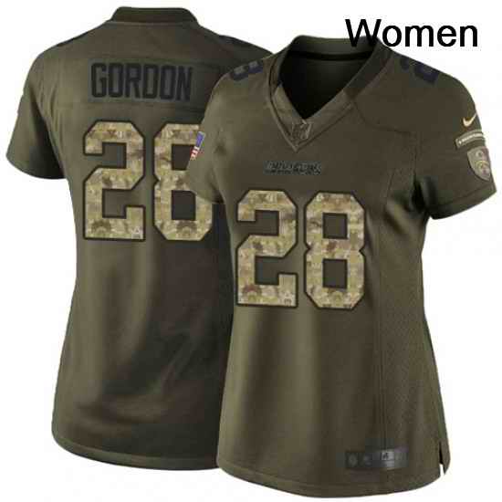 Womens Nike Los Angeles Chargers 28 Melvin Gordon Elite Green Salute to Service NFL Jersey
